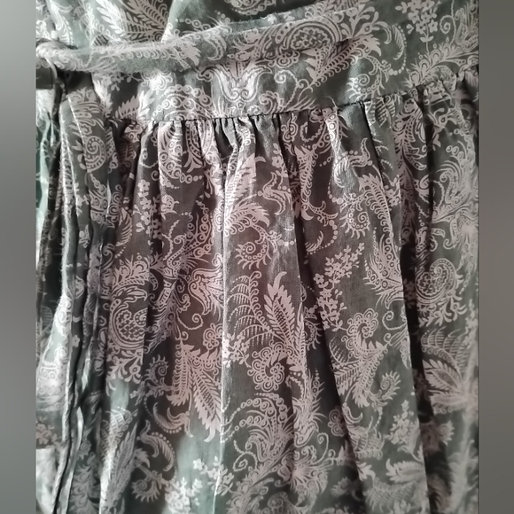 Garnet Hill Cotton Dress Sleeveless Sage Green White 6 A-Line Full Skirt Classic - Picture 6 of 14